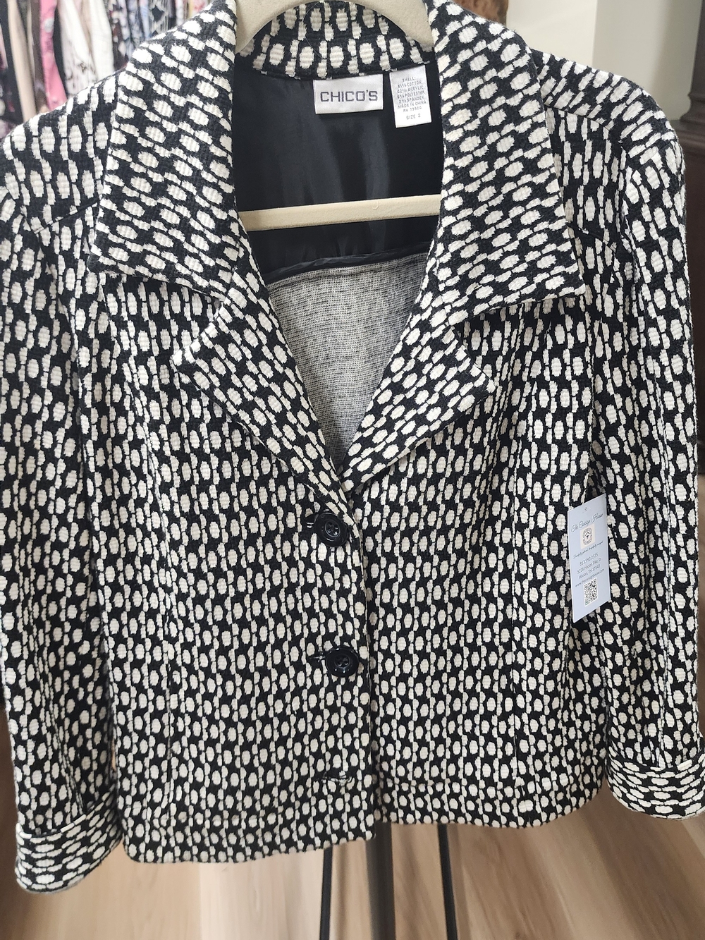 Chico's Black & White Patterned Women's Jacket